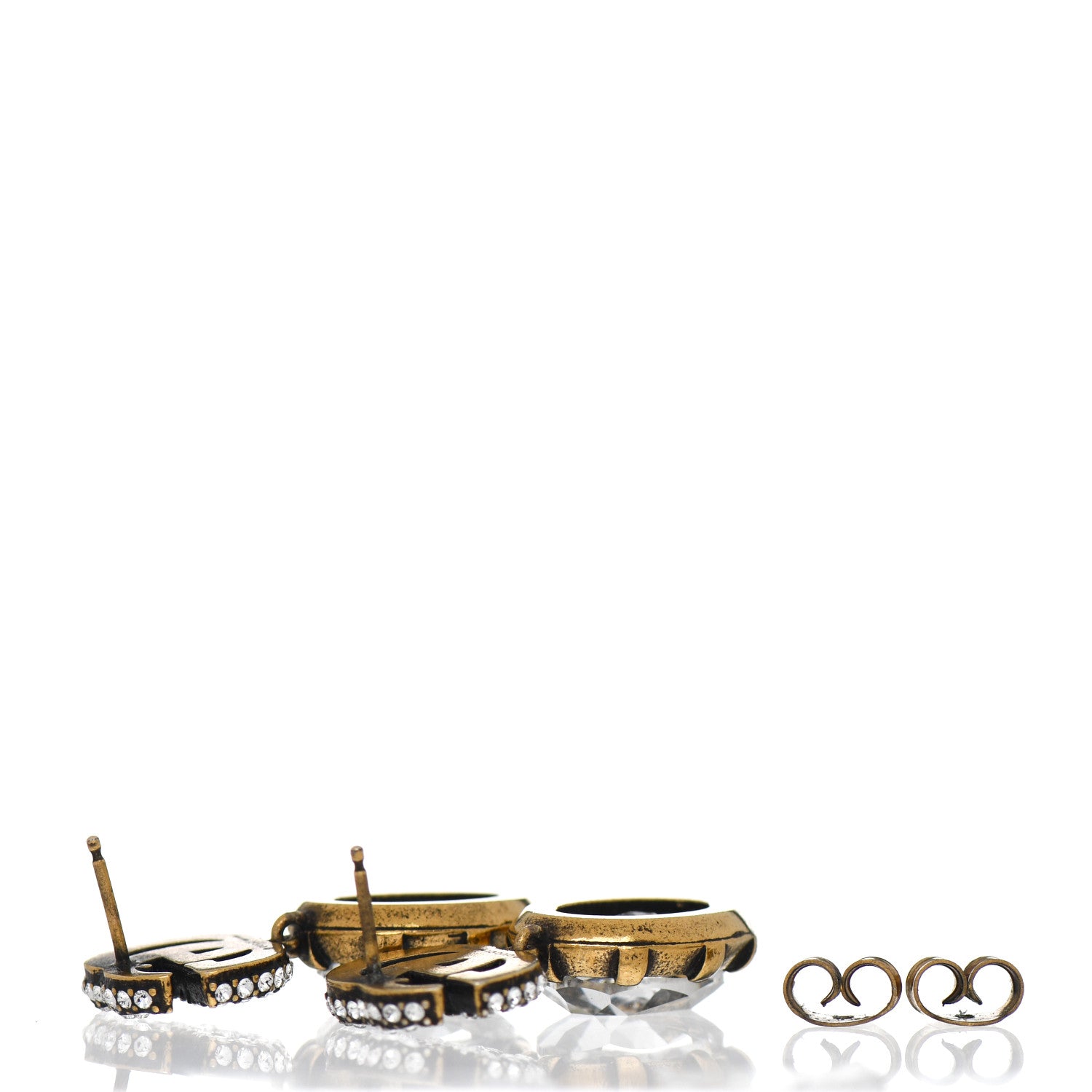 Gucci Crystal Double G Earrings Aged Gold 3 of 4