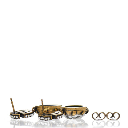 Gucci Crystal Double G Earrings Aged Gold 3 of 4