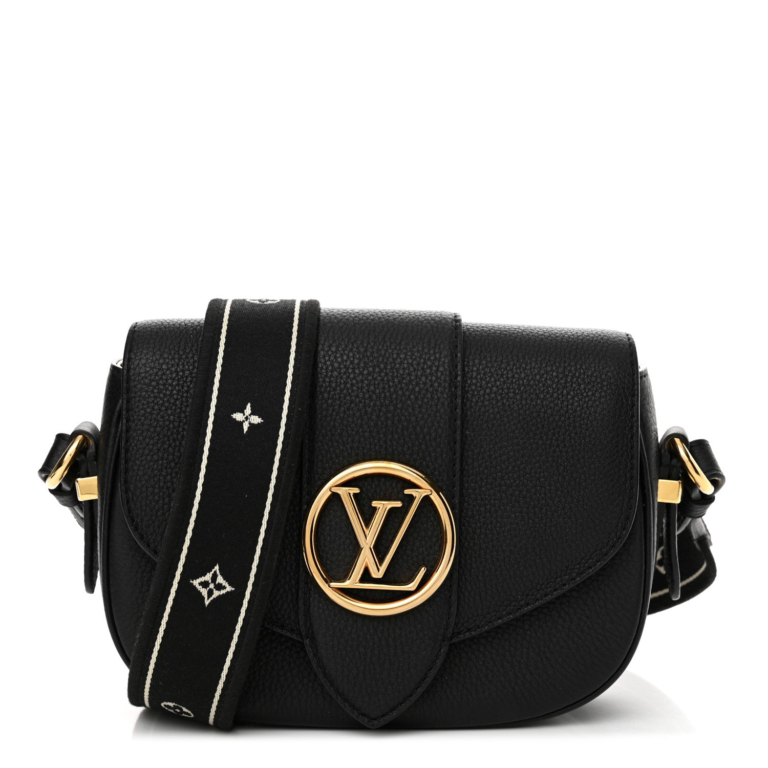 Louis Vuitton Grained Calfskin LV Pont 9 Soft PM Black 1 of 15
