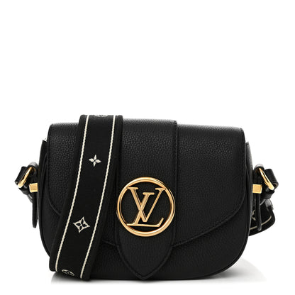 Louis Vuitton Grained Calfskin LV Pont 9 Soft PM Black 1 of 15