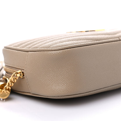Saint Laurent Grain De Poudre Matelasse Monogram Mini Lou Camera Bag Dark Latte 8 of 10