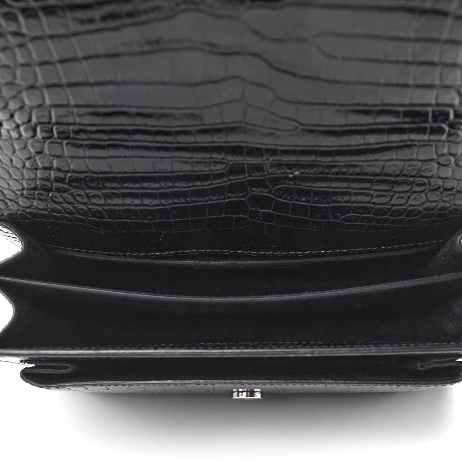 Saint Laurent Calfskin Crocodile Embossed Medium Monogram Sunset Black 4 of 6