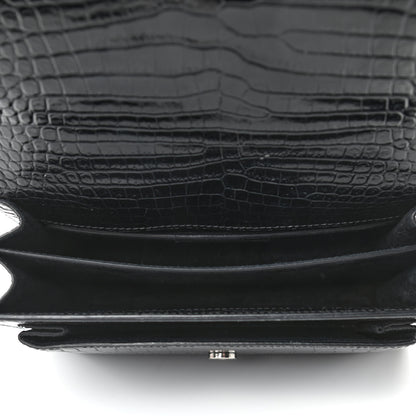 Saint Laurent Calfskin Crocodile Embossed Medium Monogram Sunset Black 4 of 6