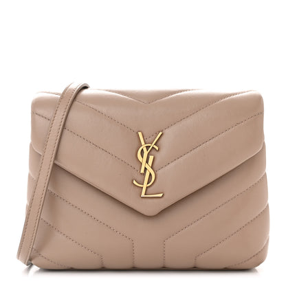 Saint Laurent Calfskin Y Quilted Monogram Toy Loulou Crossbody Bag Dusty Grey 1 of 10