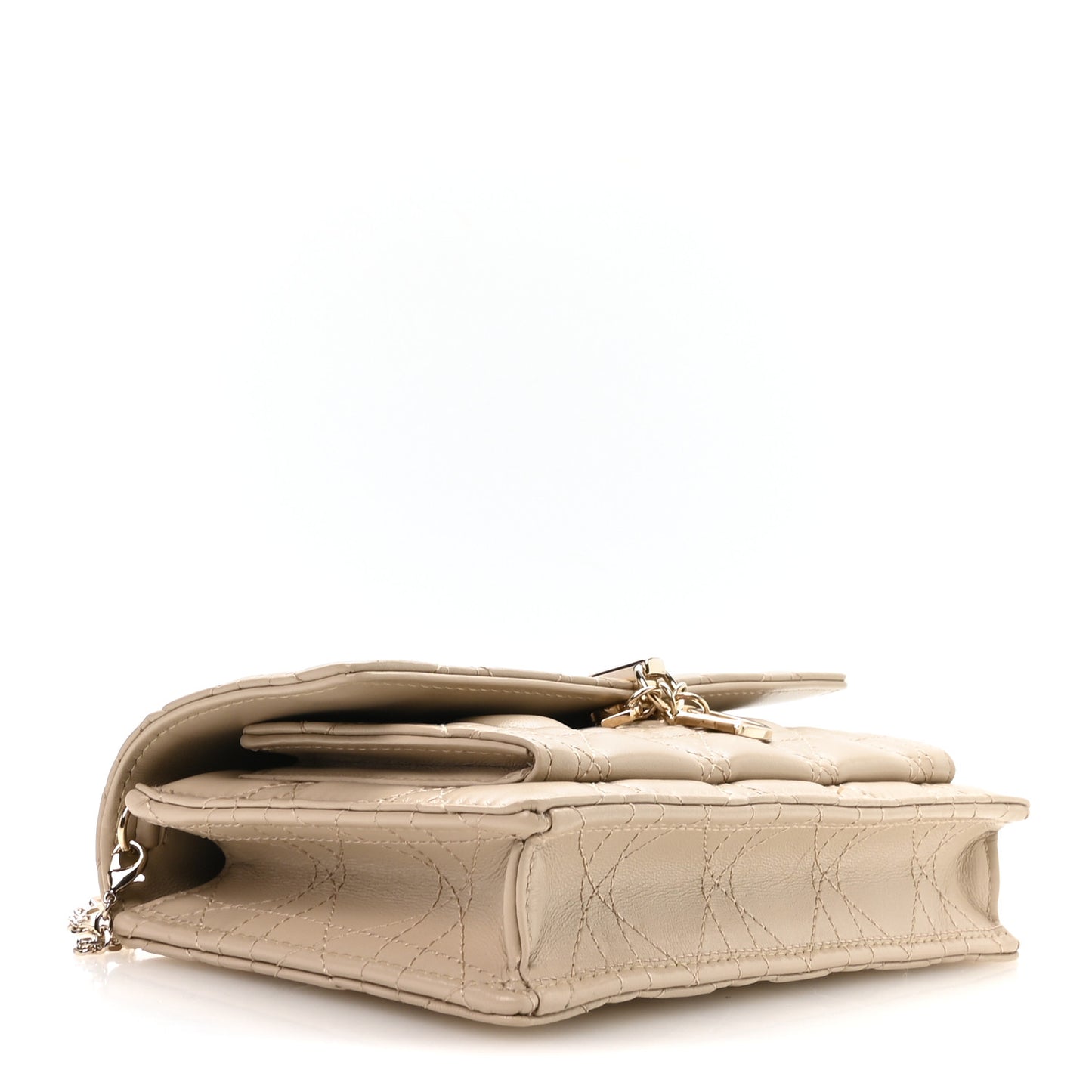 Lambskin Cannage Chain My Dior Daily Chain Pouch Powder Beige