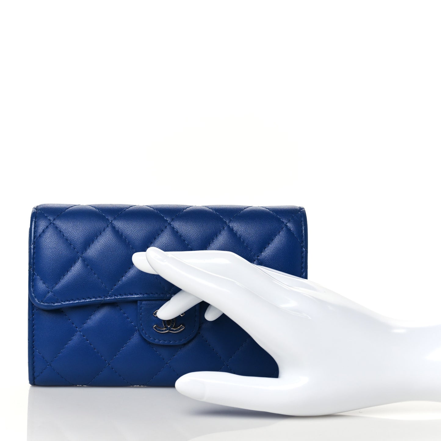 Lambskin Quilted Medium Flap Wallet Royal Blue