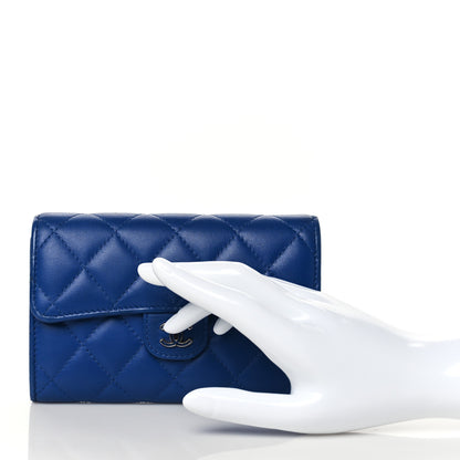 Chanel Lambskin Quilted Medium Flap Wallet Royal Blue 3 of 16