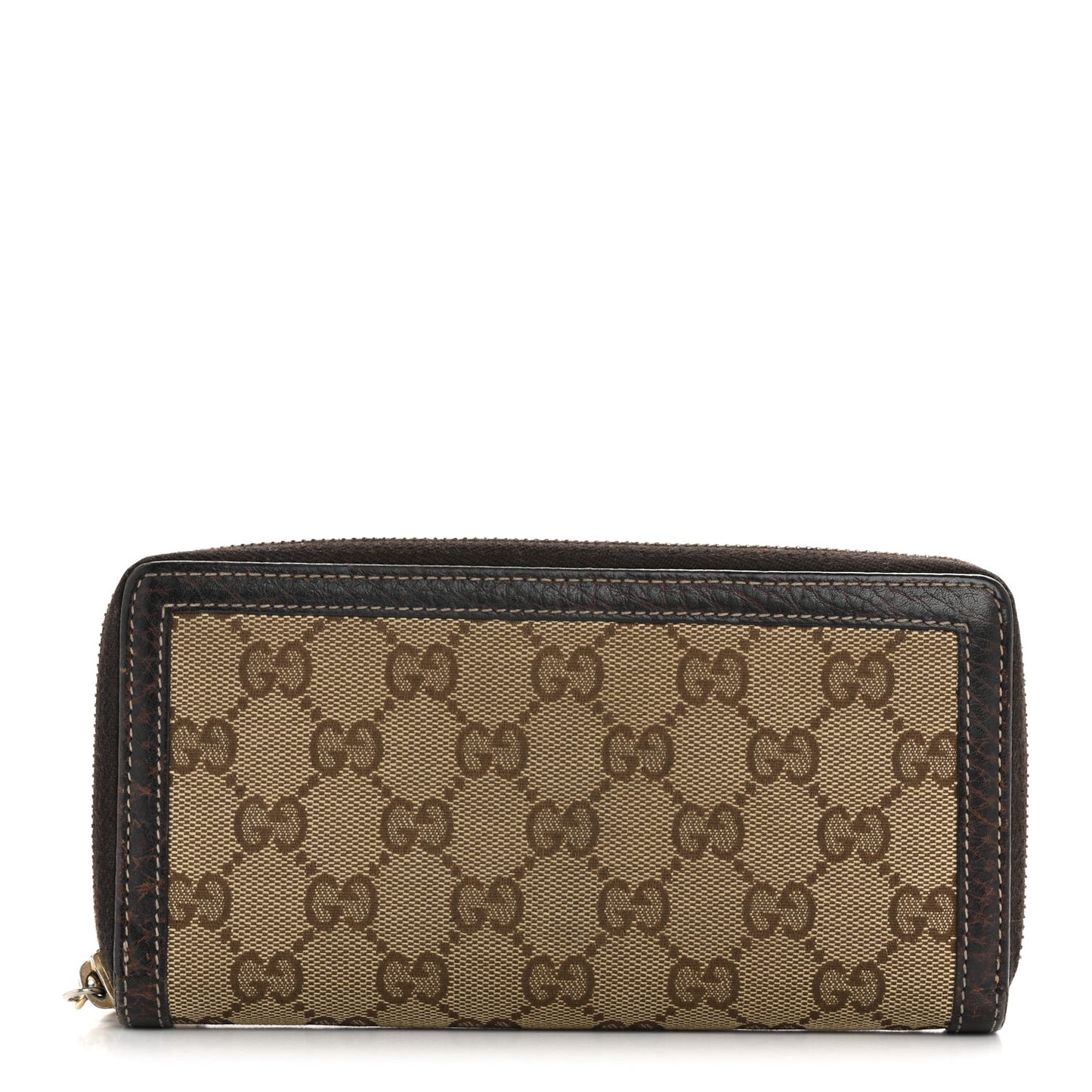 Monogram Calfskin Bamboo Tassel Zip Around Wallet Beige Ebony Chocolate