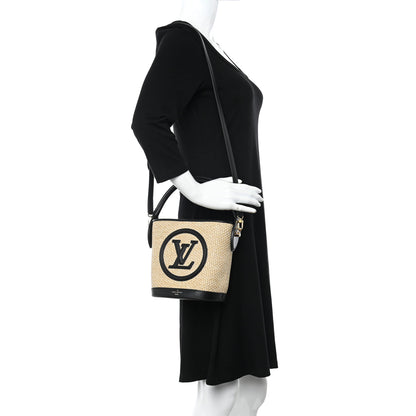 Louis Vuitton Raffia Petit Bucket Black 2 of 9