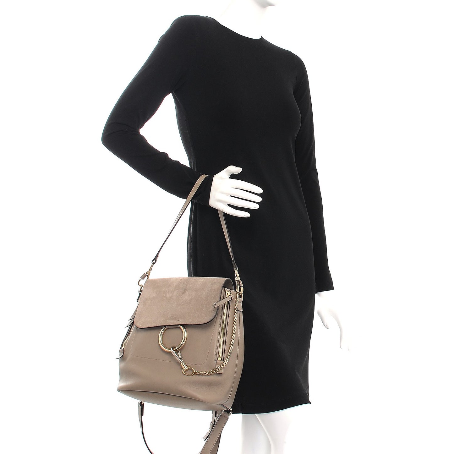Suede Calfskin Medium Faye Backpack Motty Grey
