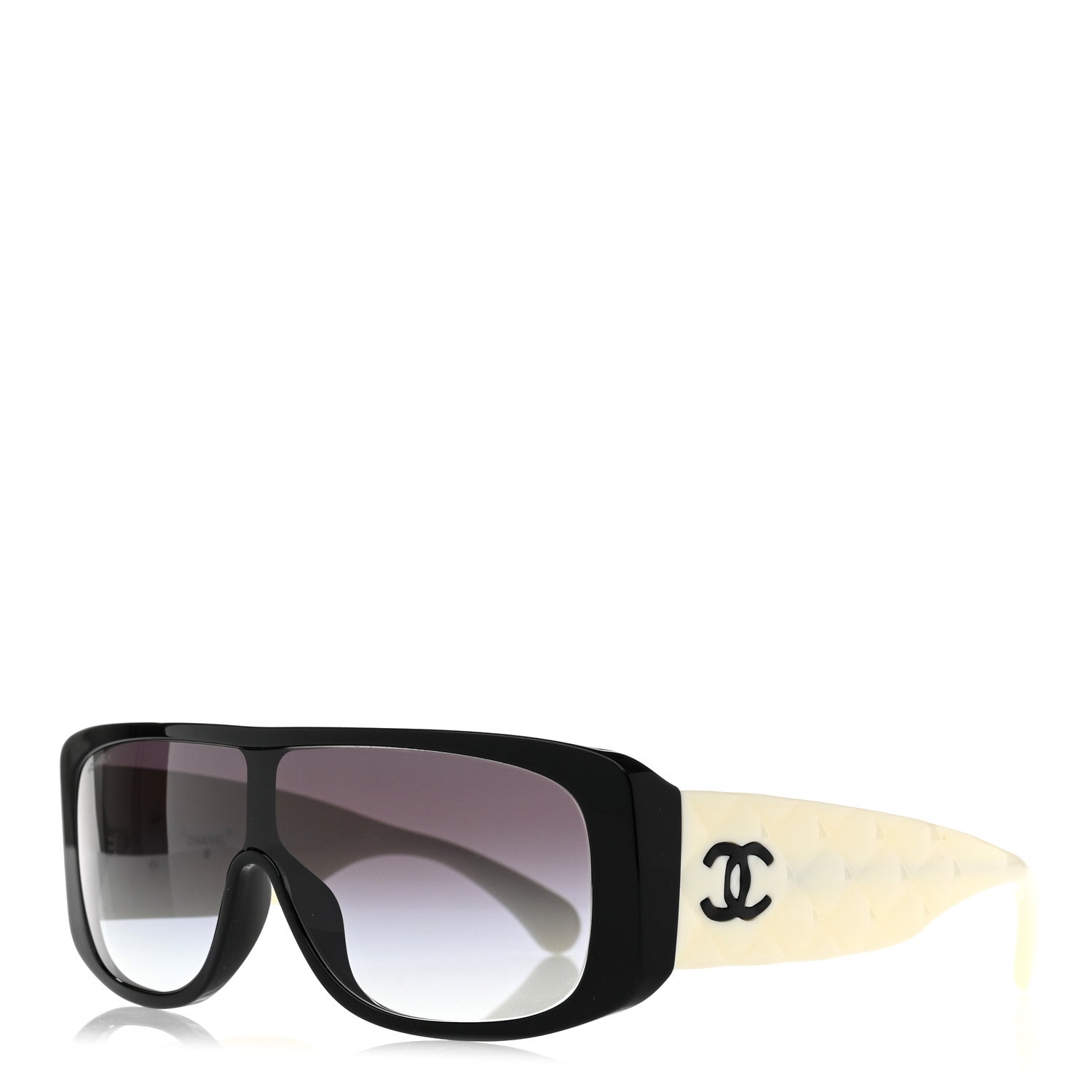 Chanel Acetate Shield Sunglasses 71466 White Black 1 of 7