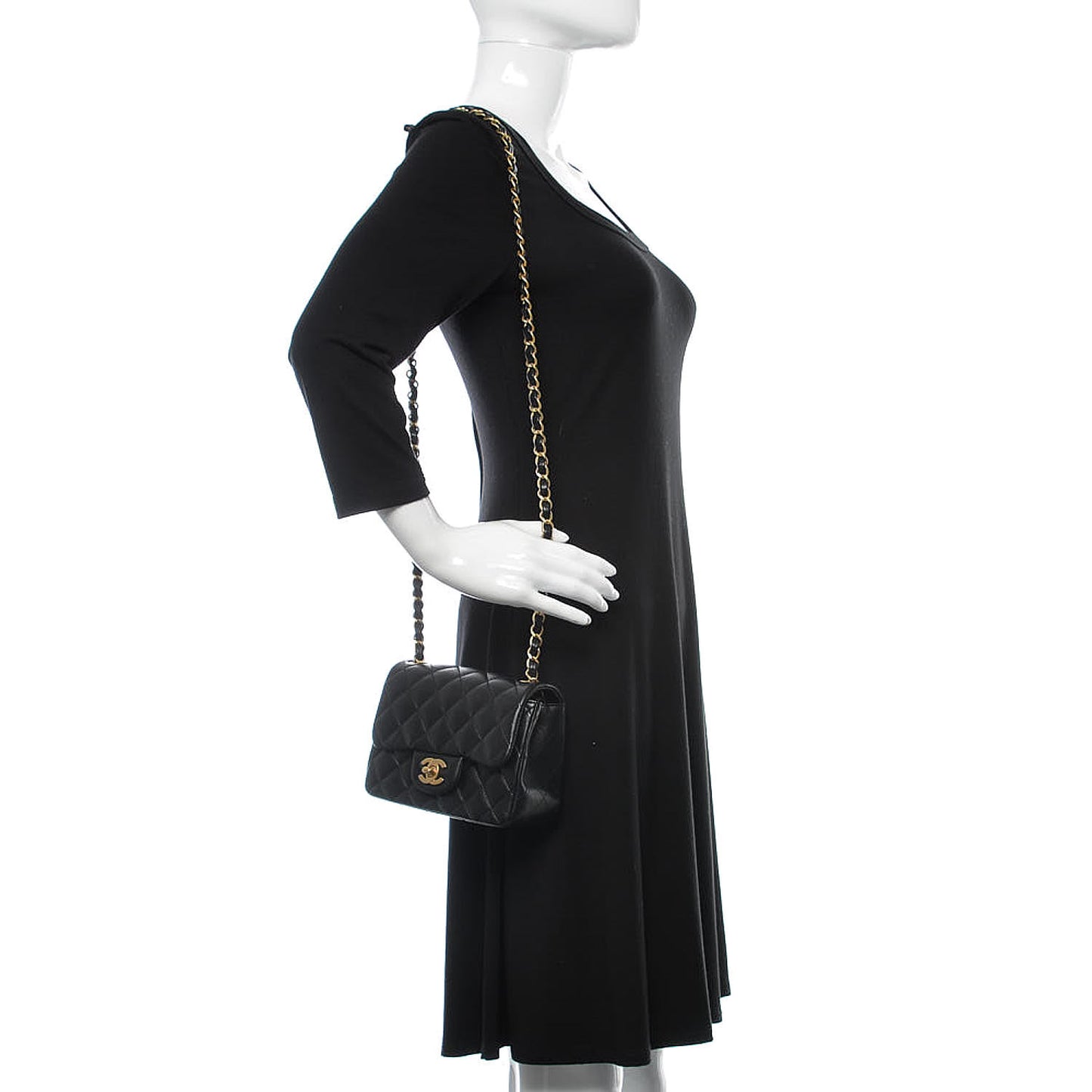 Lambskin Quilted Mini Square Flap Black