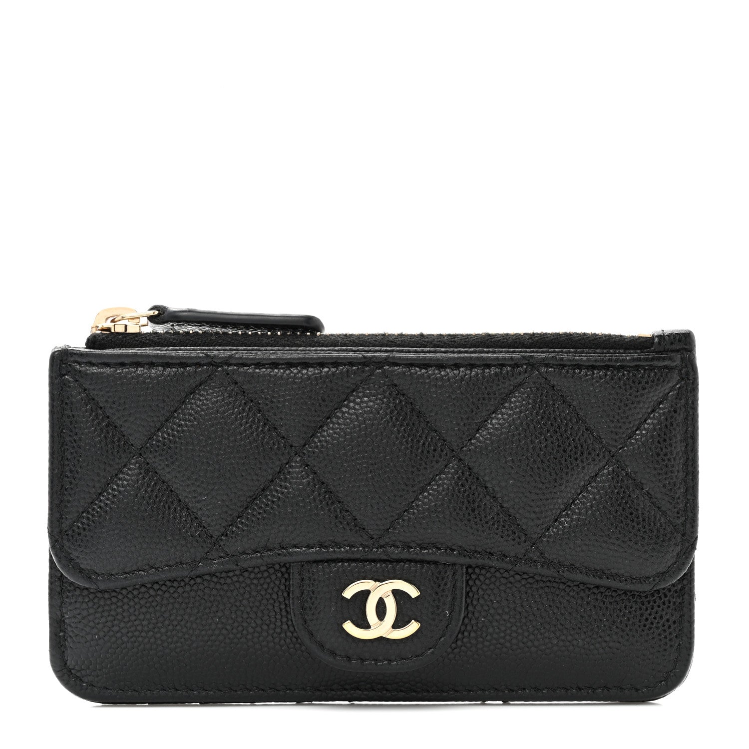Chanel Caviar Quilted Flap Zip Card Holder Black 1 of 9