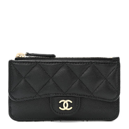 Chanel Caviar Quilted Flap Zip Card Holder Black 1 of 9