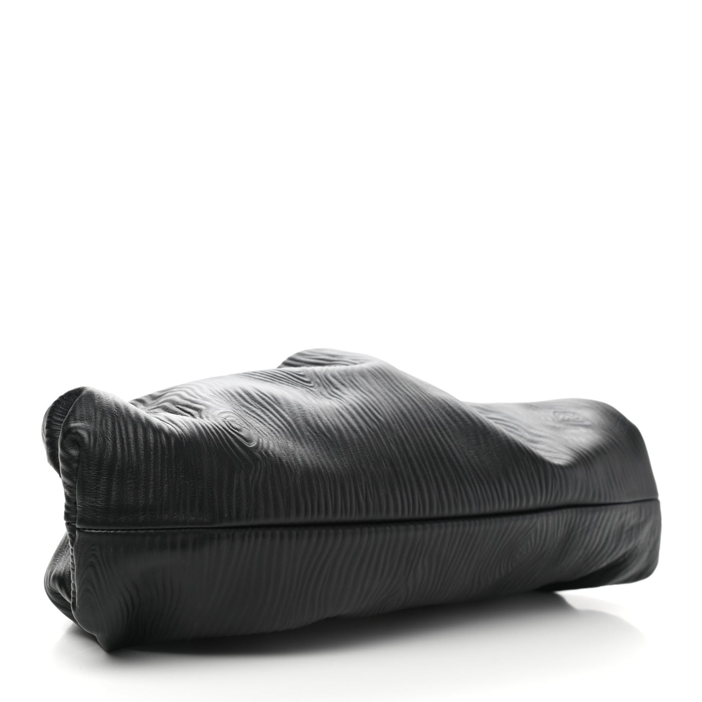 Bark Calfskin Embossed The Pouch Oversized Clutch Black