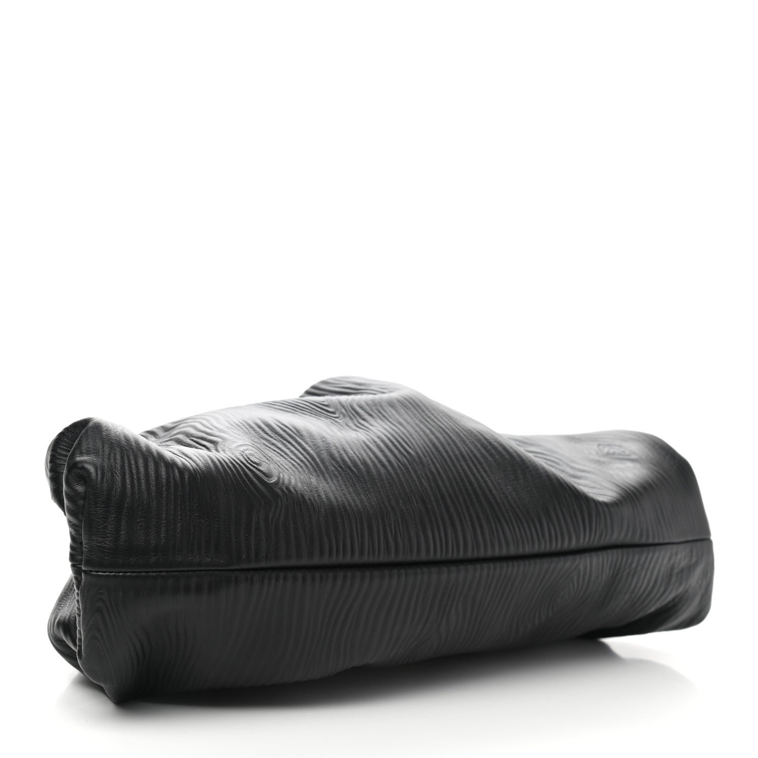 Bottega Veneta Bark Calfskin Embossed The Pouch Oversized Clutch Black 4 of 8
