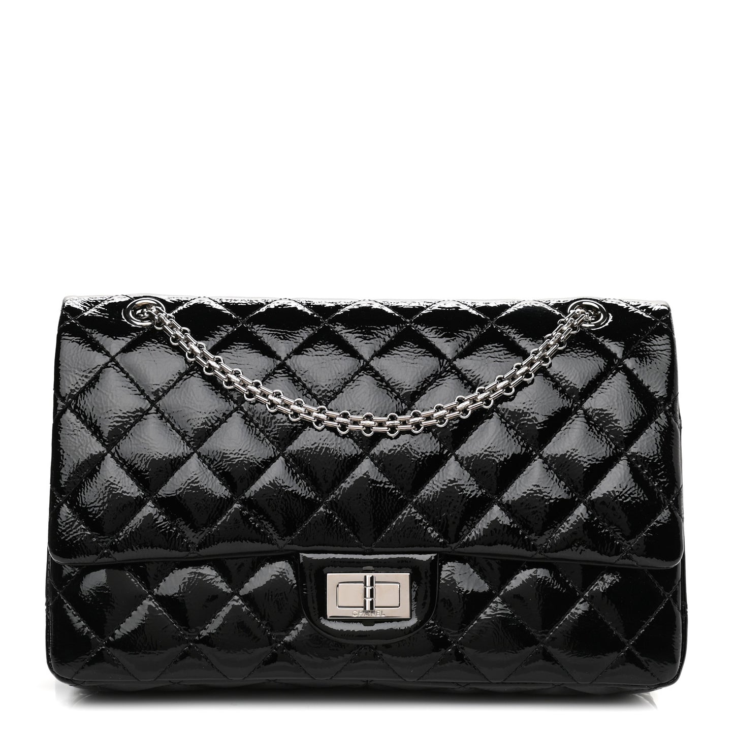 Distressed Patent Quilted 2.55 Reissue 227 Flap Black