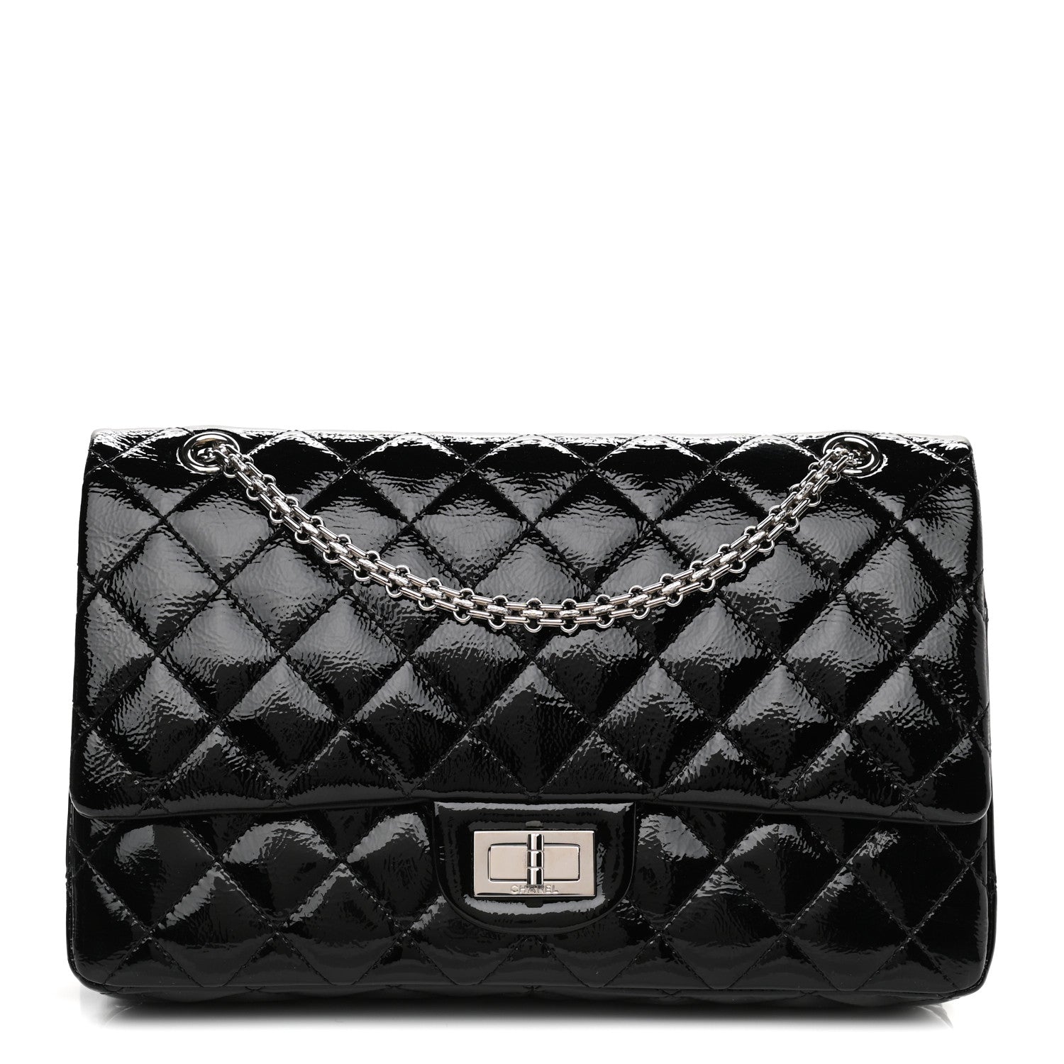Chanel Distressed Patent Quilted 2.55 Reissue 227 Flap Black 1 of 13