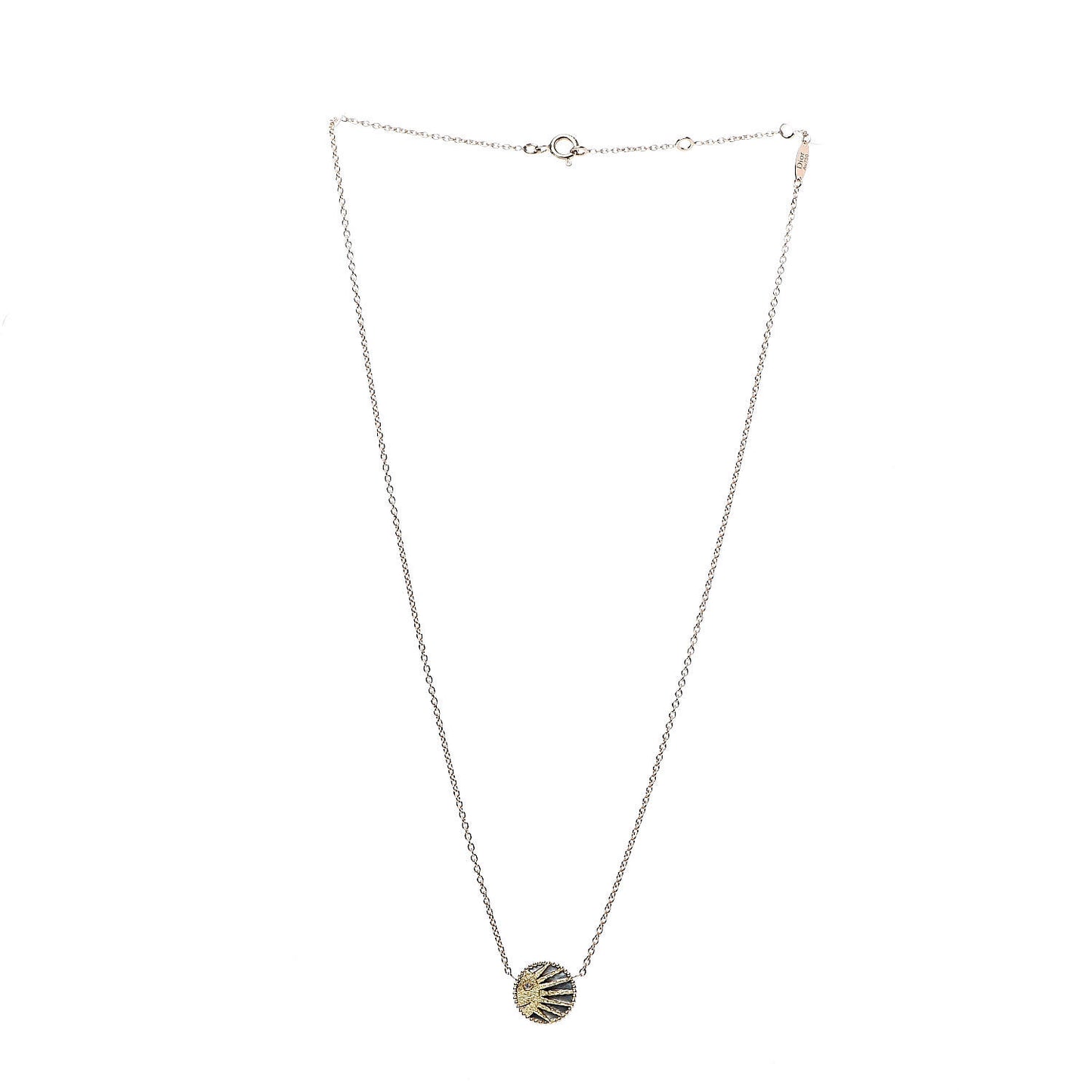 18K Yellow White Gold Black Onyx Mother of Pearl Diamond Rose Celeste Pendant Necklace