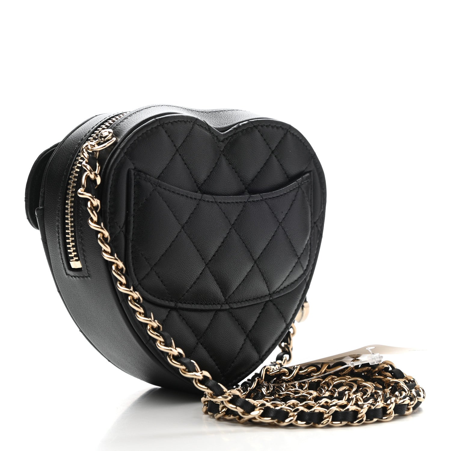 Chanel Lambskin Quilted CC In Love Heart Clutch With Chain Black 4 of 11