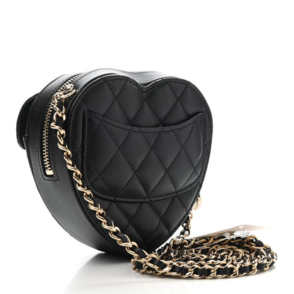 Chanel Lambskin Quilted CC In Love Heart Clutch With Chain Black 4 of 11