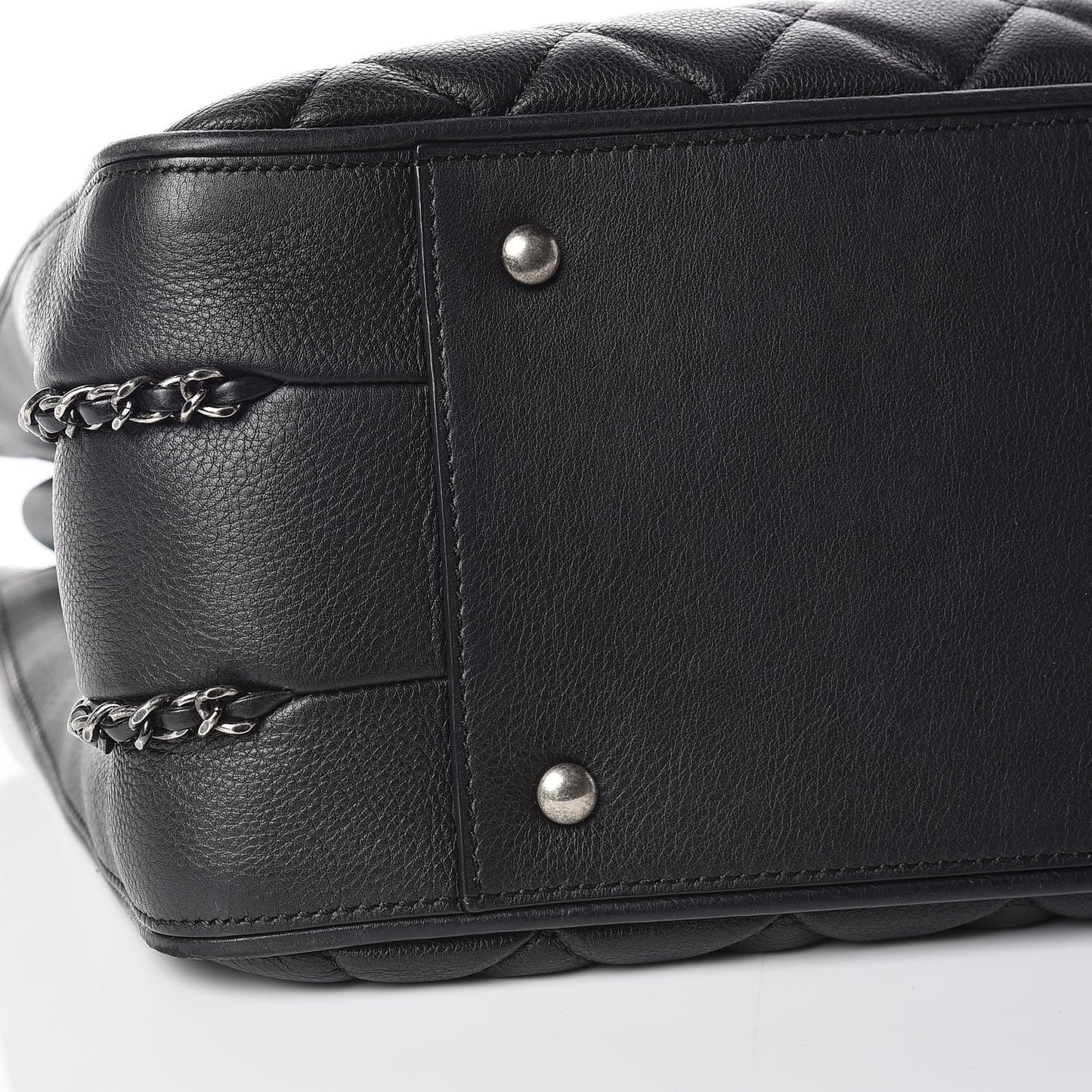 Calfskin Quilted Frame In Chain Tote Black