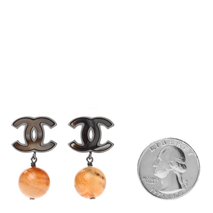 Chanel Agate Bead CC Drop Earrings Brown 2 of 4
