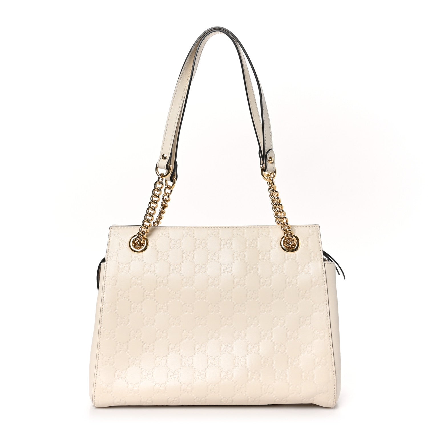 Gucci Guccissima Signature Medium Shoulder Tote Bag Mystic White 1 of 11