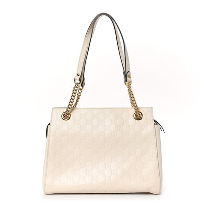 Gucci Guccissima Signature Medium Shoulder Tote Bag Mystic White 1 of 11