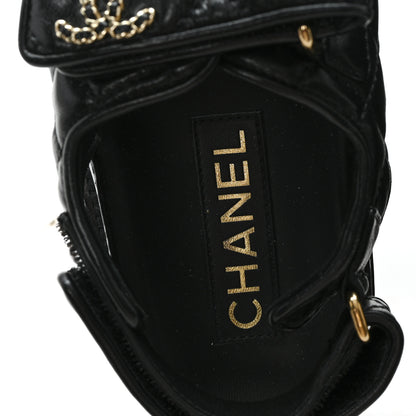 Chanel Lambskin Quilted Velcro Dad Chain CC Slide Sandals 36 Black 8 of 9