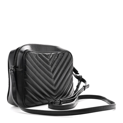 Saint Laurent Calfskin Matelasse Monogram Monochrome Lou Camera Bag Black 3 of 13