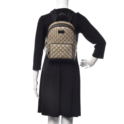 Gucci GG Supreme Monogram Bees Print Small Day Backpack Beige Oro Black 2 of 10