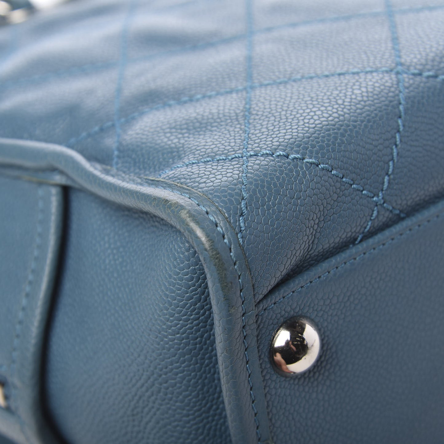 Caviar Quilted Deauville Bowling Bag Blue