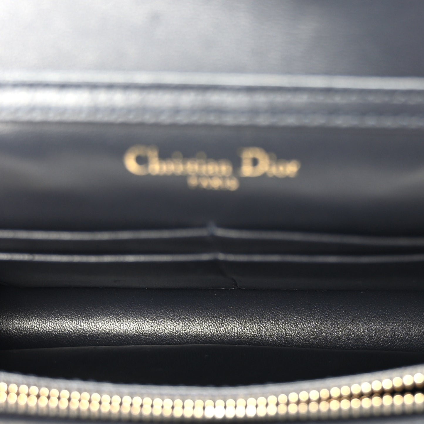 Metallic Patent Micro-Cannage Diorama Wallet on Chain Pouch Gold
