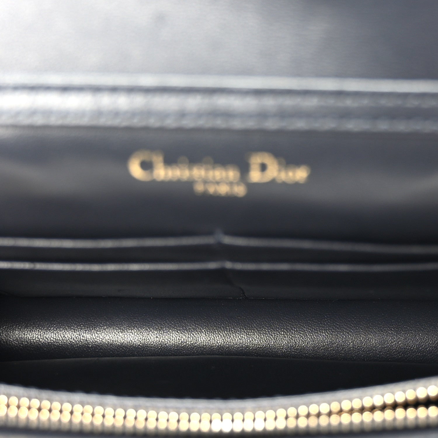 Christian Dior Metallic Patent Micro-Cannage Diorama Wallet on Chain Pouch Gold 5 of 9