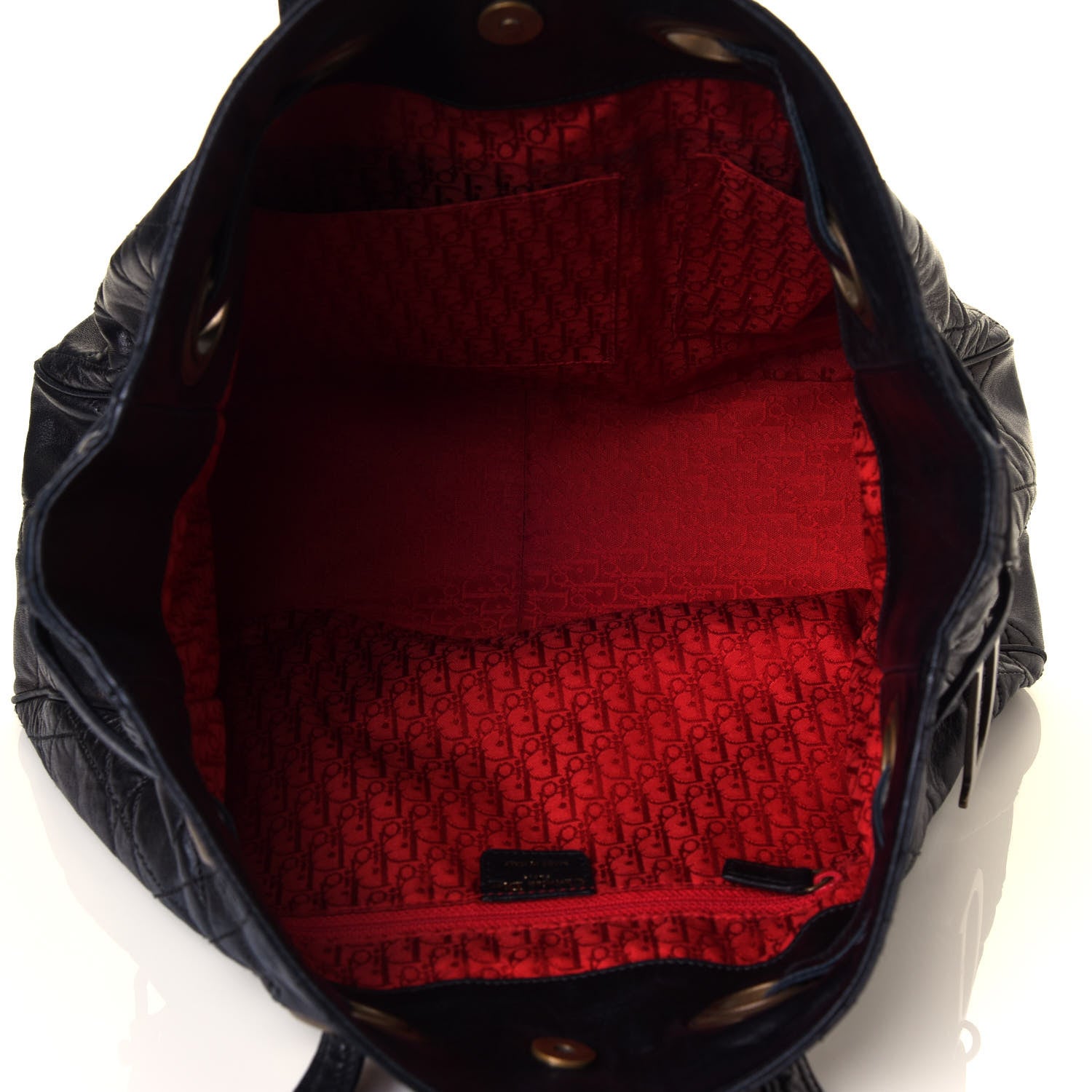 Christian Dior Lambskin Cannage Drawstring Tote Black 4 of 10