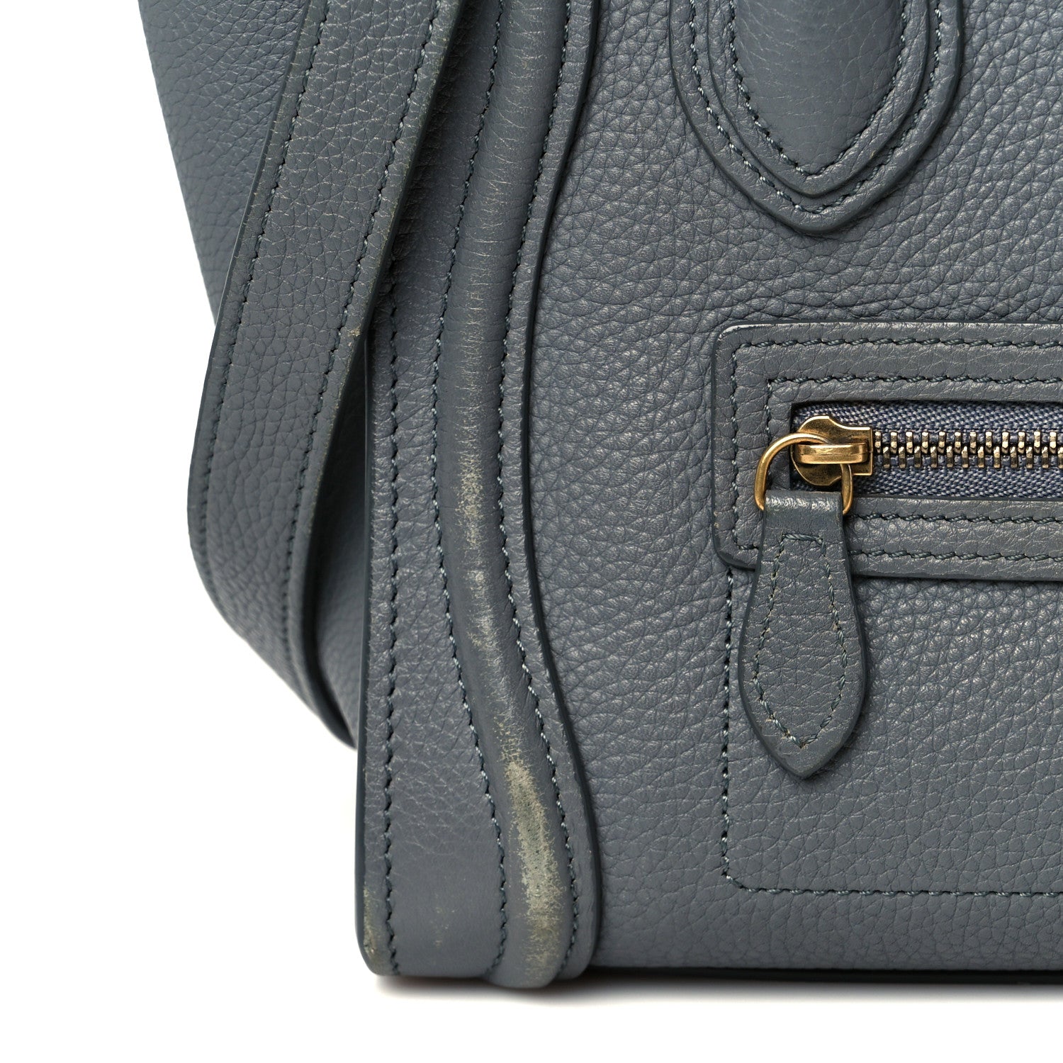 Celine Drummed Calfskin Nano Luggage Kohl 12 of 12