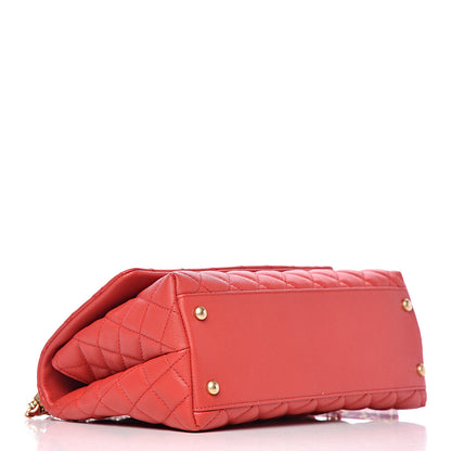 Chanel Caviar Quilted Small Coco Handle Flap Red 4 of 10