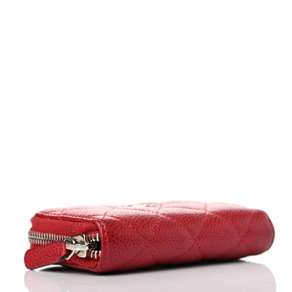 Chanel Caviar Quilted Zip Coin Purse Red 3 of 4