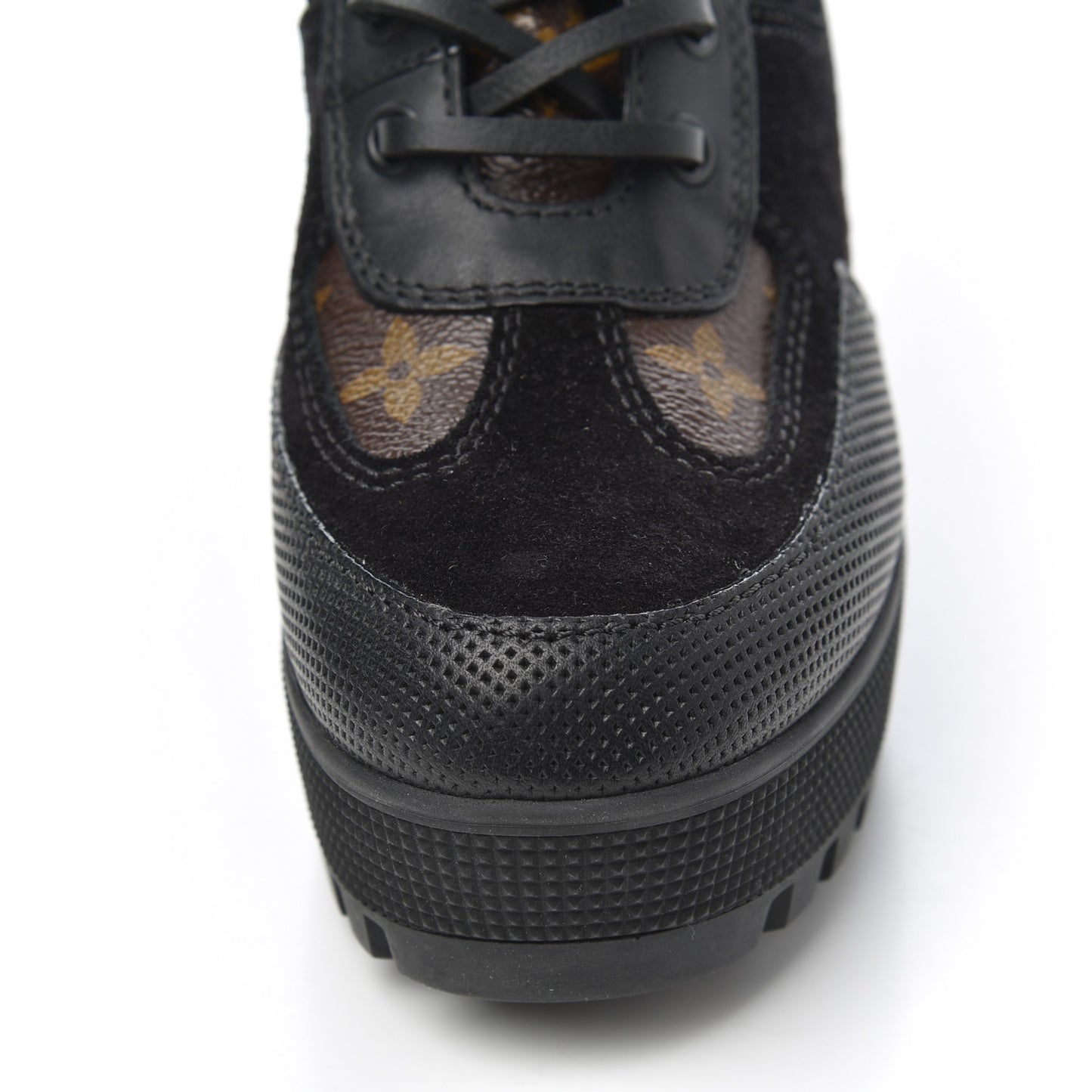 Suede Calfskin Monogram Laureate Platform Desert Boots 35 Black