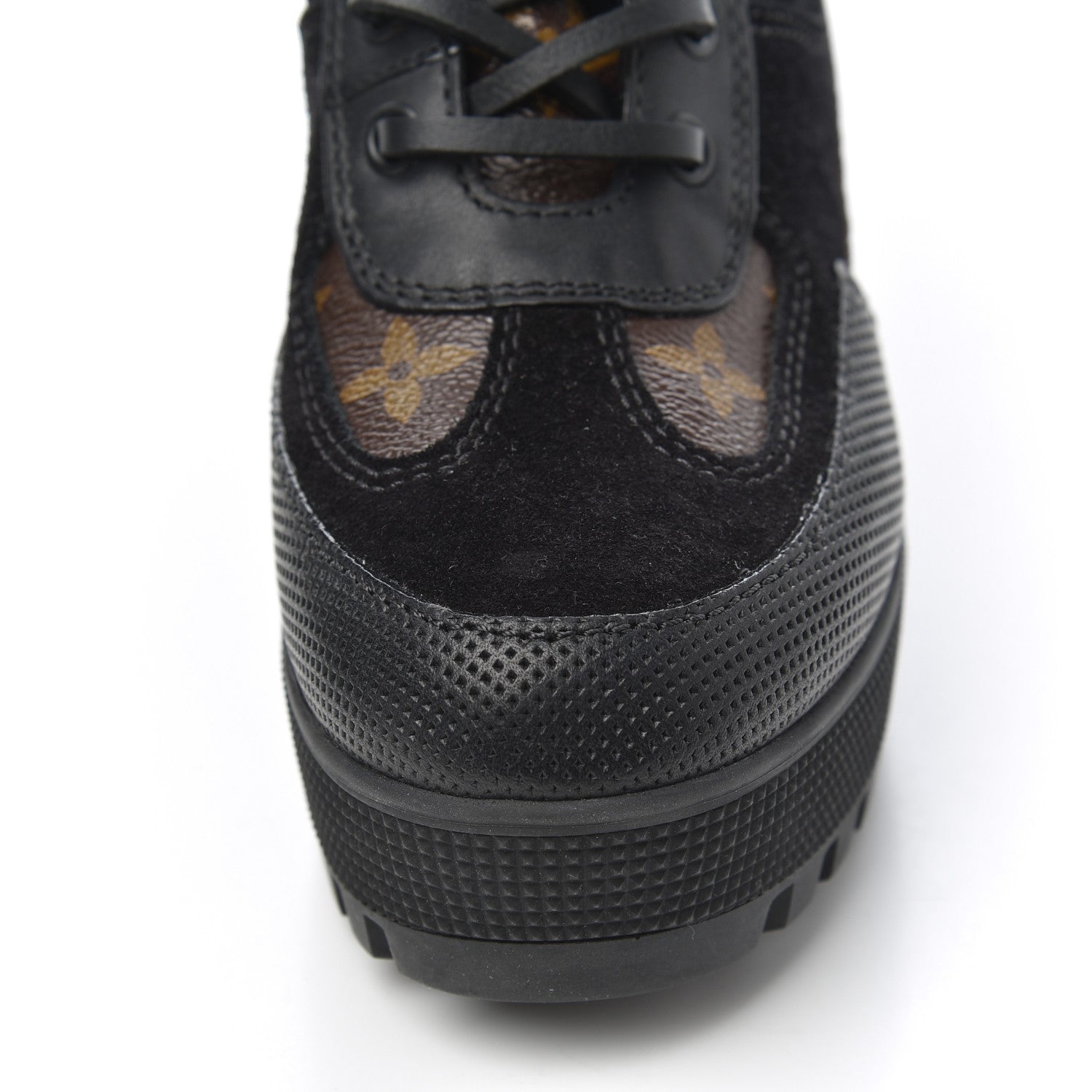 Louis Vuitton Suede Calfskin Monogram Laureate Platform Desert Boots 35 Black 8 of 9