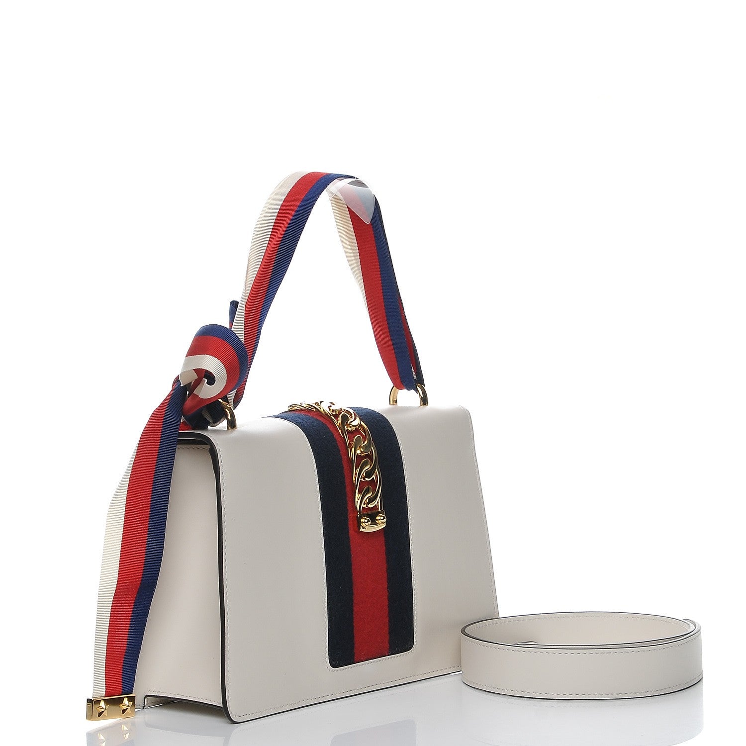 Gucci Calfskin Small Sylvie Shoulder Bag White 5 of 9