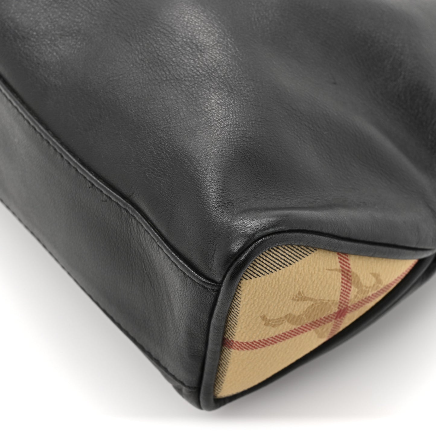 Calfskin Haymarket Check Horn Toggle Shoulder Bag Black Black