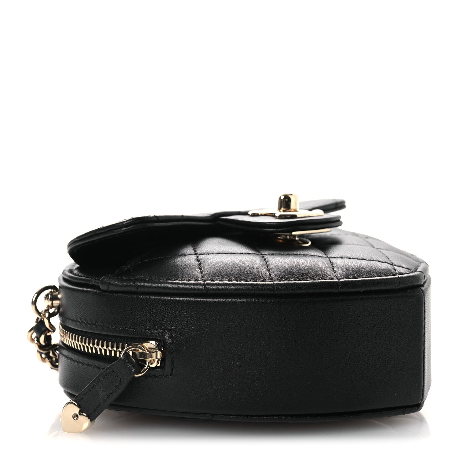 Chanel Lambskin Quilted CC In Love Heart Clutch With Chain Black 4 of 11
