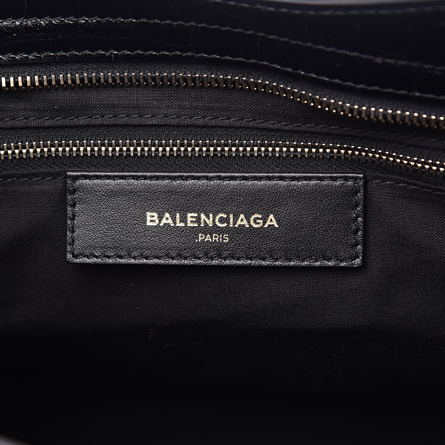 Balenciaga Calfskin Crocodile Embossed Giant 12 Gold Hardware City Black 6 of 9