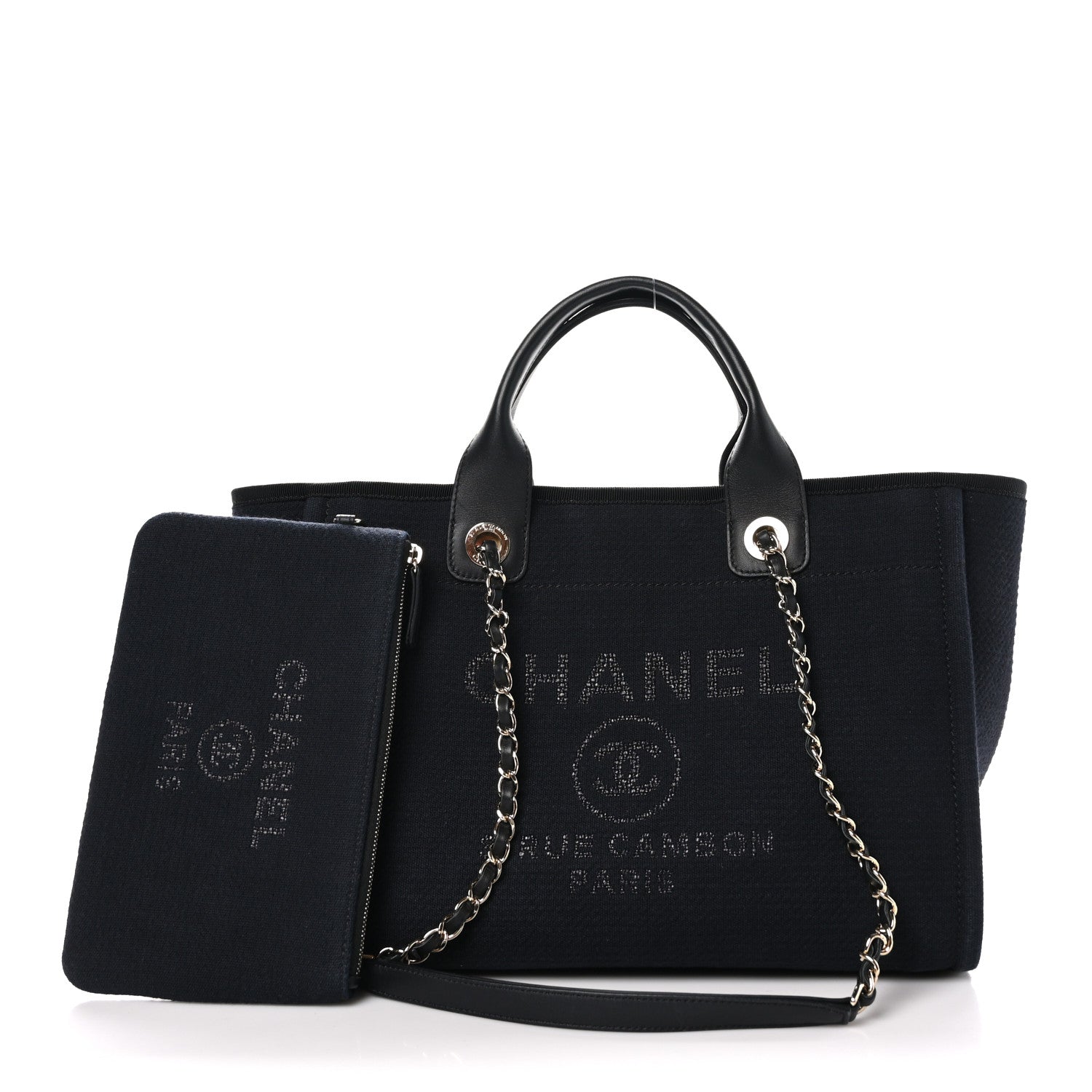 Chanel Mixed Fibers Calfskin Small Deauville Tote Black 3 of 11