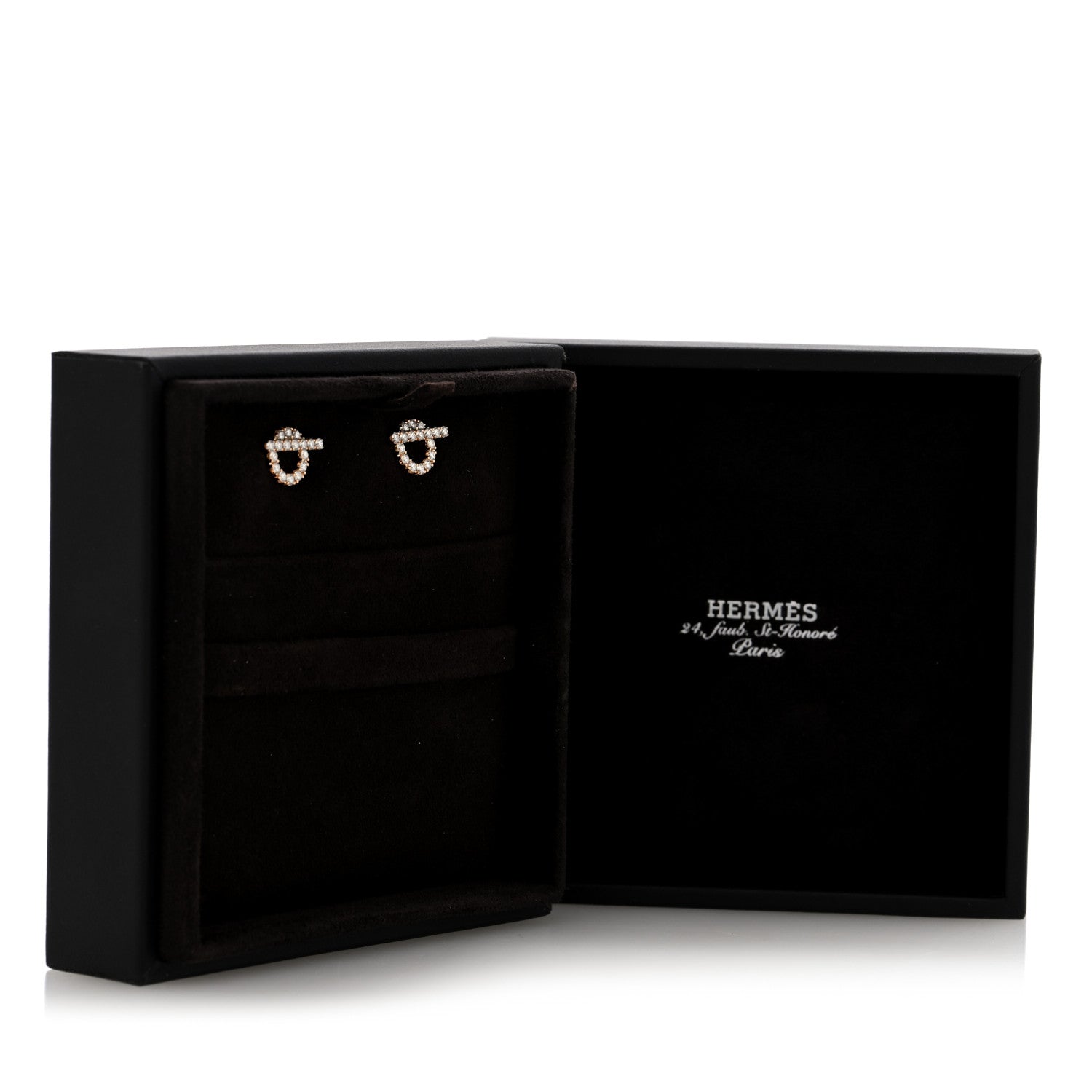 Hermes 18K Rose Gold Diamond Finesse Earrings 5 of 5