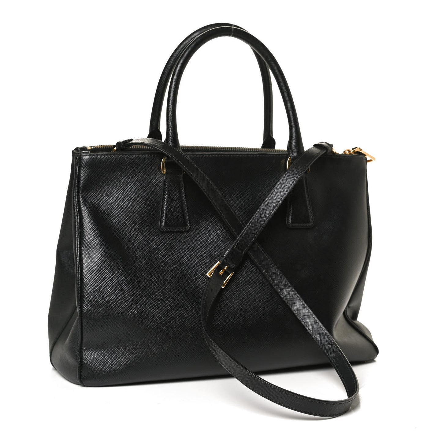 Saffiano Small Galleria Double Zip Tote Black