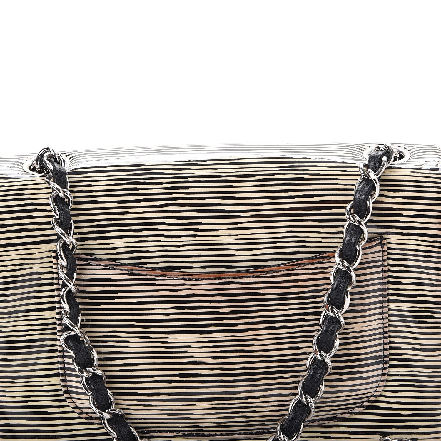 Chanel Patent Calfskin Striped Mini Rectangular Flap Black 8 of 12