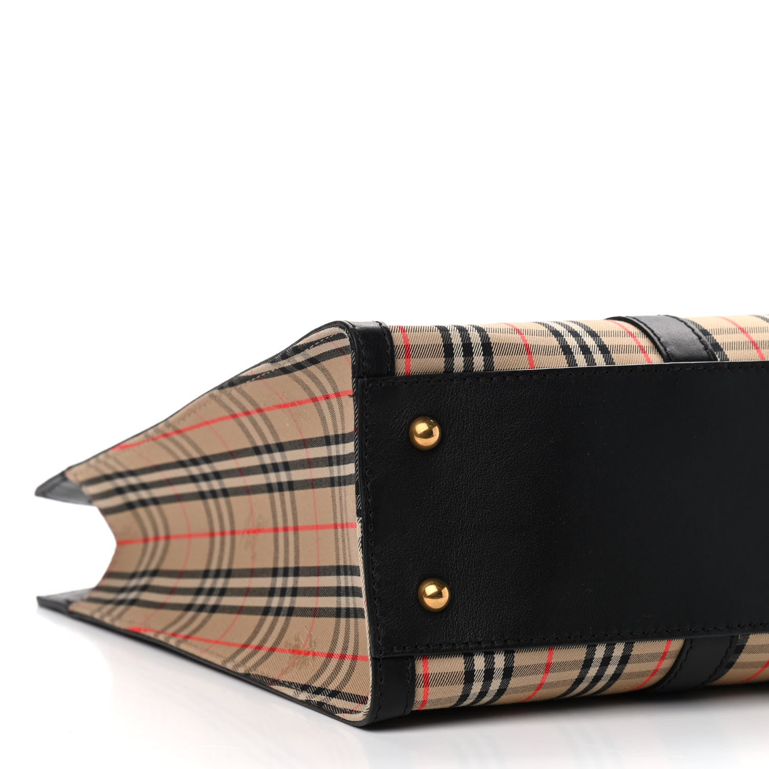Burberry Calfskin 1983 Knight Check Link Zip Tote Black 7 of 8